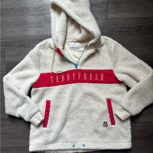 Teddy Fresh Cream and Red Sherpa Pullover